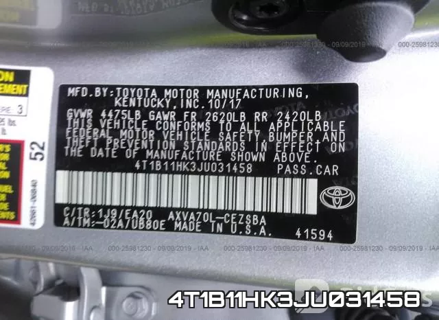 4T1B11HK3JU031458 фото 9