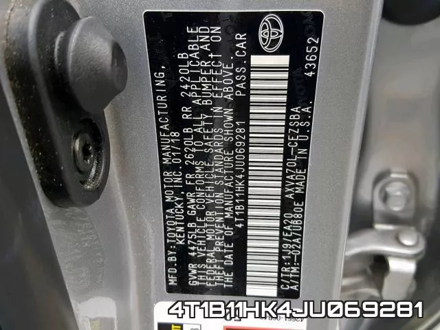 4T1B11HK4JU069281 фото 2