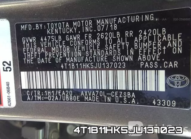 4T1B11HK5JU137023 фото 10