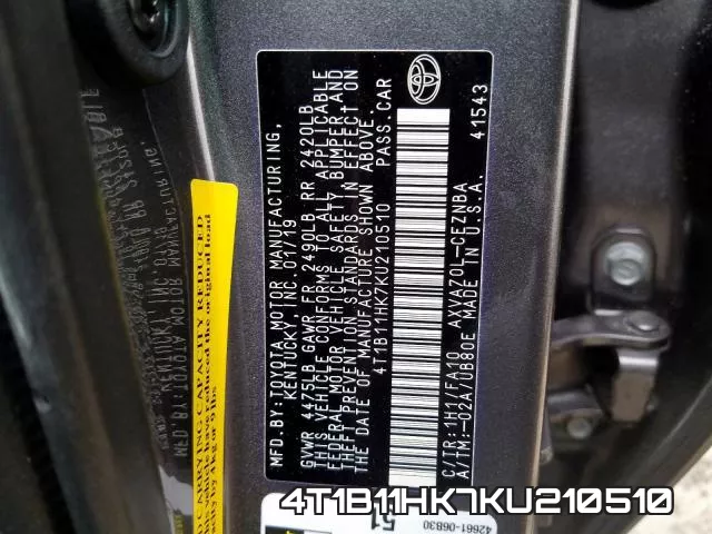 4T1B11HK7KU210510 фото 2