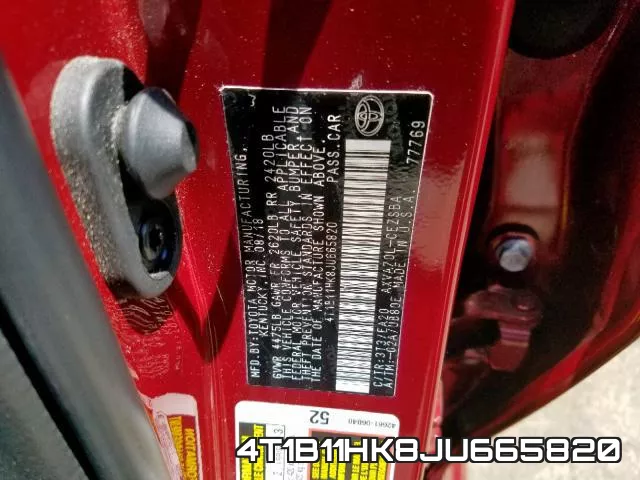4T1B11HK8JU665820 фото 2