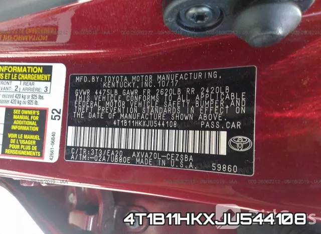4T1B11HKXJU544108 фото 10
