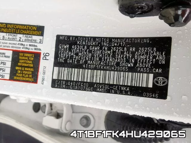 4T1BF1FK4HU429065 фото 2