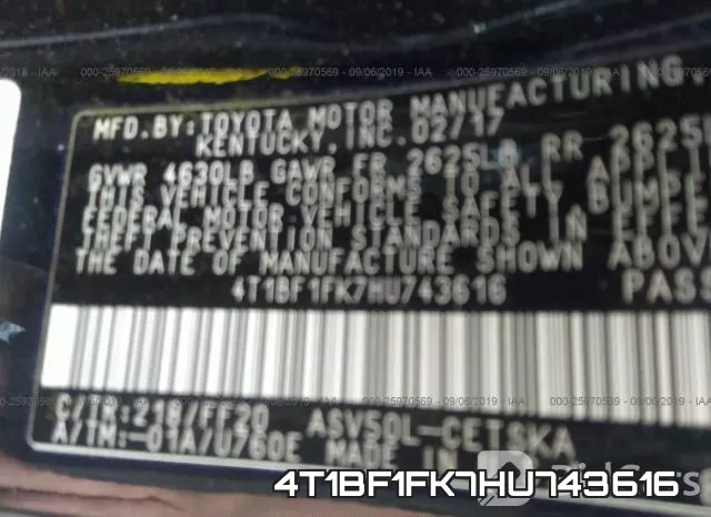 4T1BF1FK7HU743616 фото 10