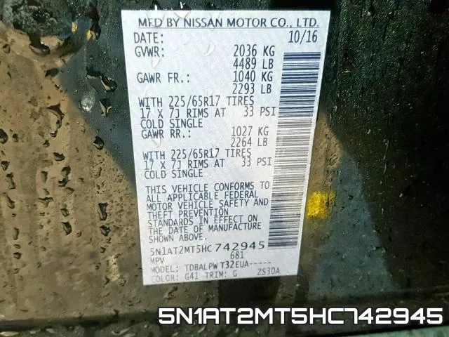 5N1AT2MT5HC742945 фото 2