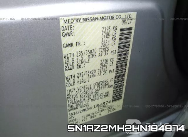 5N1AZ2MH2HN184874 фото 10