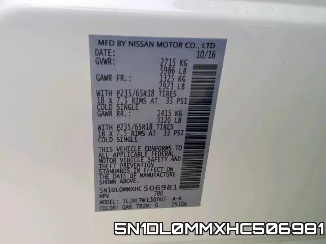 5N1DL0MMXHC506981 фото 2