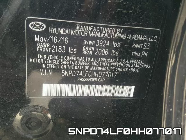 5NPD74LF0HH077017 фото 2