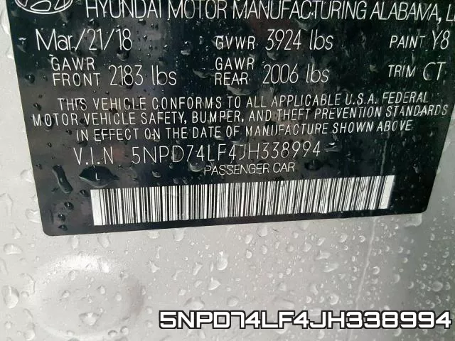 5NPD74LF4JH338994 фото 2