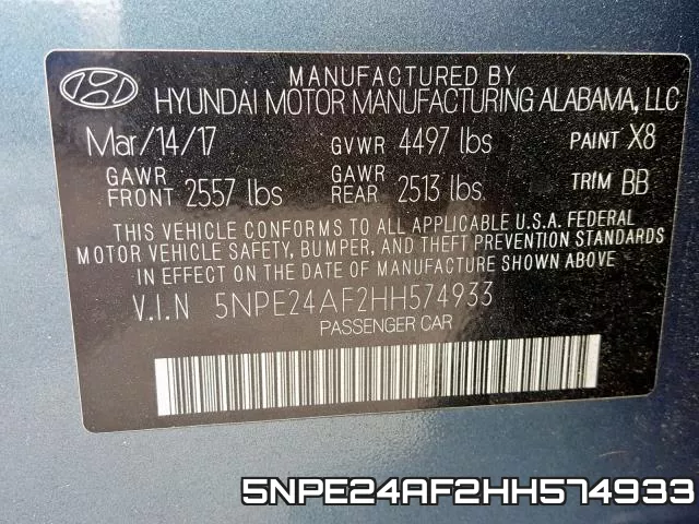 5NPE24AF2HH574933 фото 2