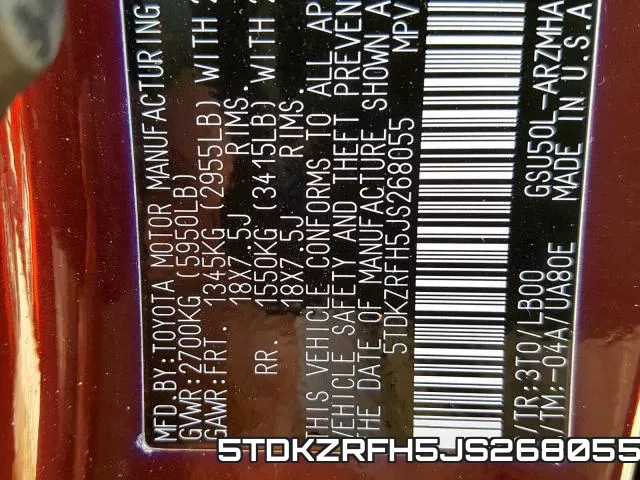 5TDKZRFH5JS268055 фото 2