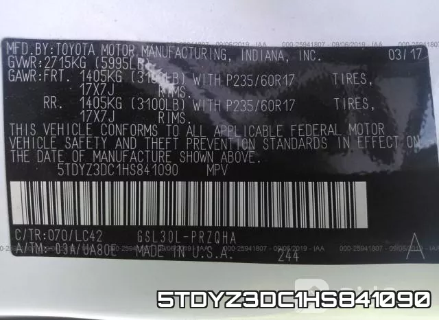 5TDYZ3DC1HS841090 фото 10