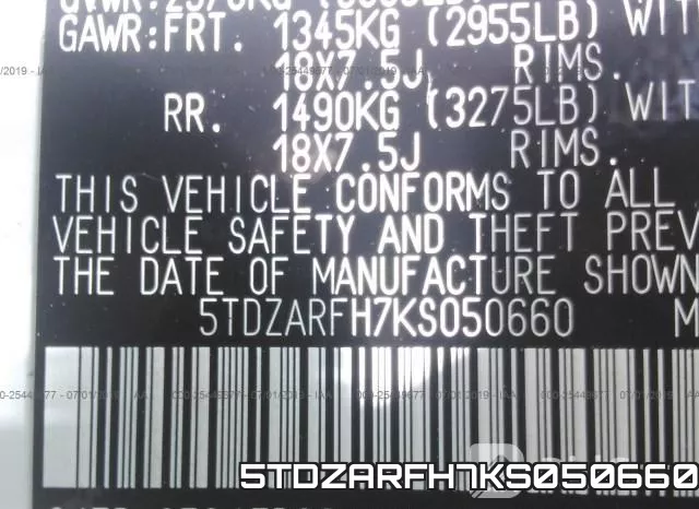 5TDZARFH7KS050660 фото 10
