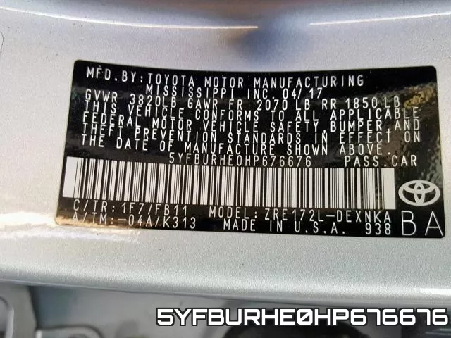 5YFBURHE0HP676676 фото 2