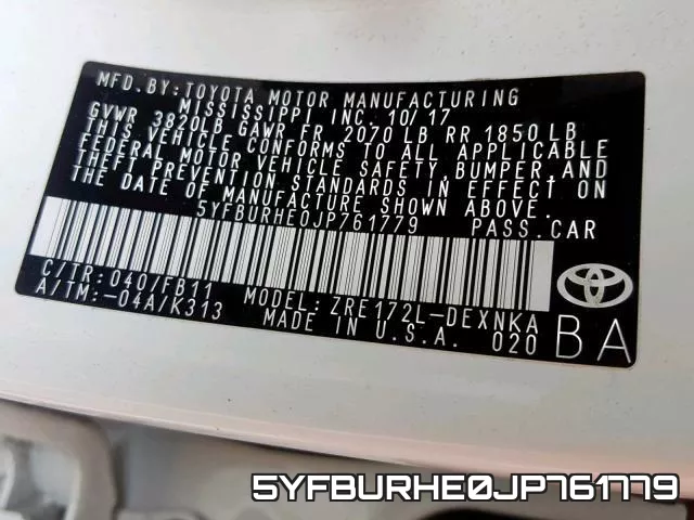 5YFBURHE0JP761779 фото 2