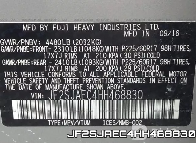 JF2SJAEC4HH468830 фото 10