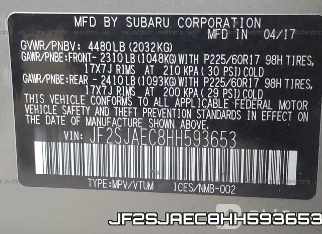 JF2SJAEC8HH593653 фото 10