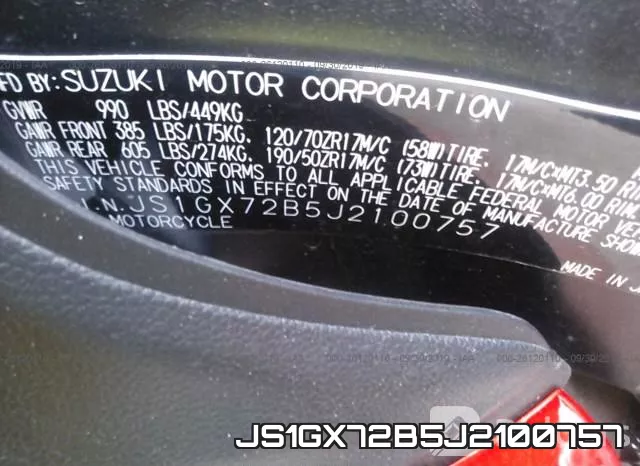 JS1GX72B5J2100757 фото 2