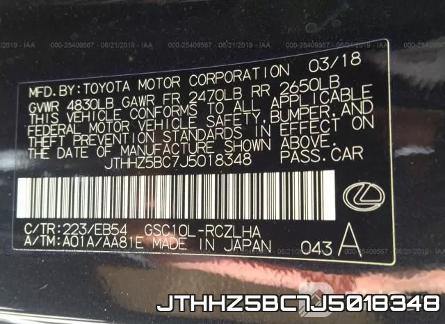 JTHHZ5BC7J5018348 фото 10