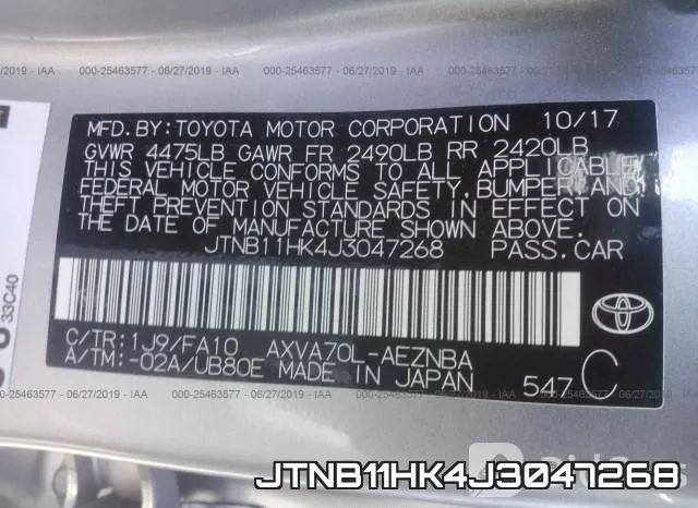 JTNB11HK4J3047268 фото 10