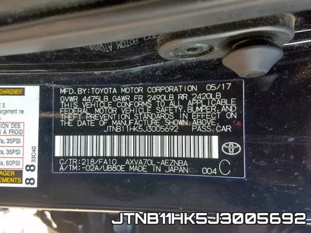 JTNB11HK5J3005692 фото 2