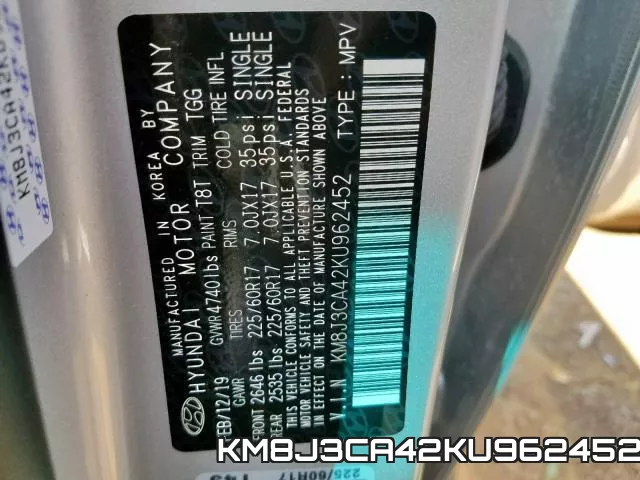 KM8J3CA42KU962452 фото 2