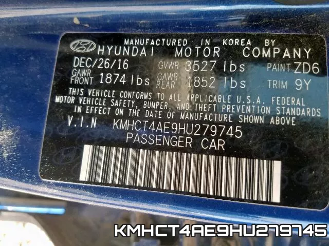 KMHCT4AE9HU279745 фото 2