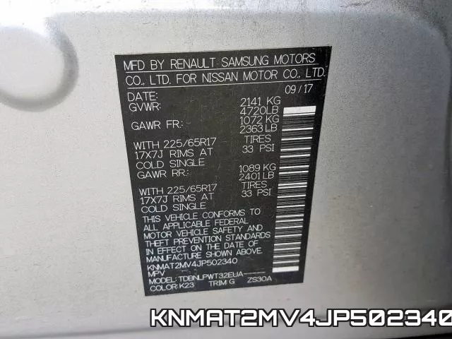 KNMAT2MV4JP502340 фото 2