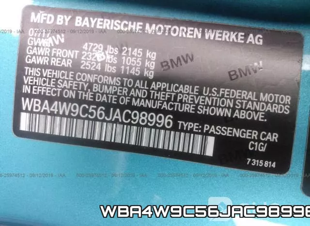 WBA4W9C56JAC98996 фото 9