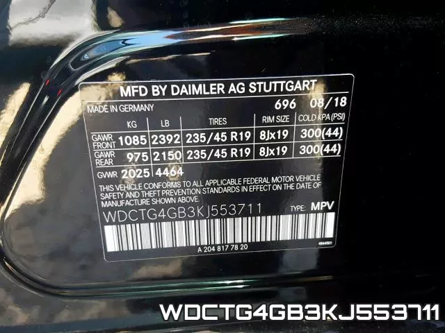 WDCTG4GB3KJ553711 фото 2