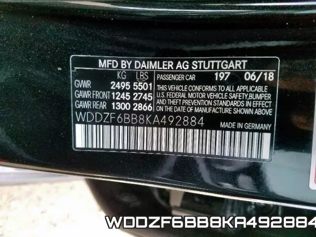 WDDZF6BB8KA492884 фото 2