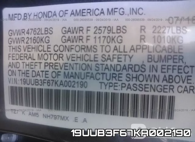 19UUB3F67KA002190 фото 10