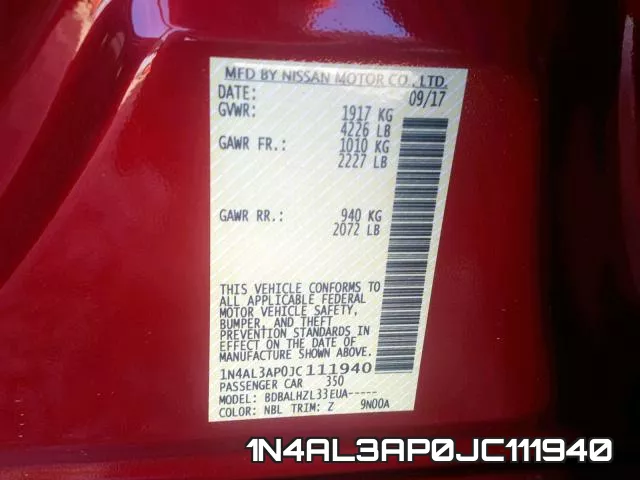1N4AL3AP0JC111940 фото 2
