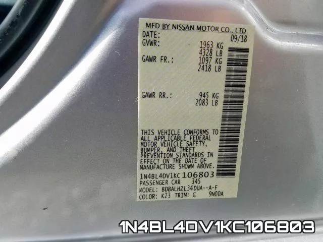 1N4BL4DV1KC106803 фото 2