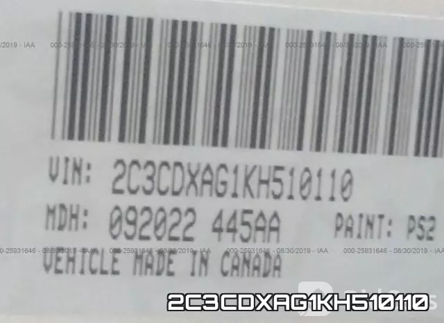 2C3CDXAG1KH510110 фото 10