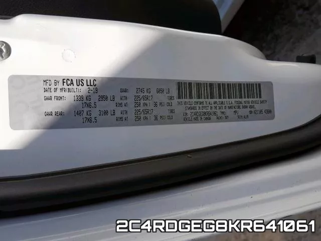 2C4RDGEG8KR641061 фото 2