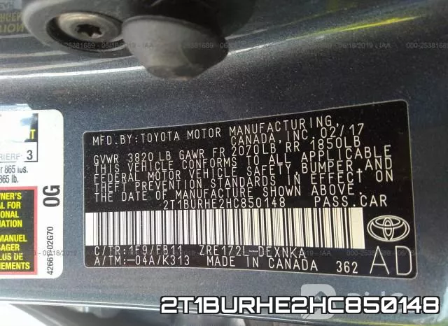 2T1BURHE2HC850148 фото 10