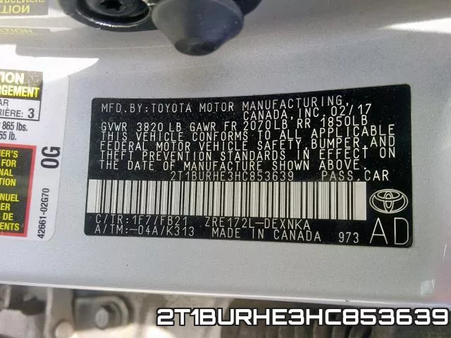 2T1BURHE3HC853639 фото 2