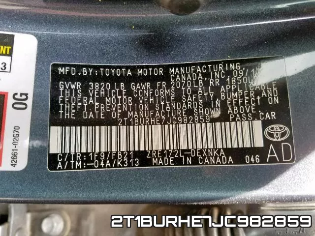 2T1BURHE7JC982859 фото 2