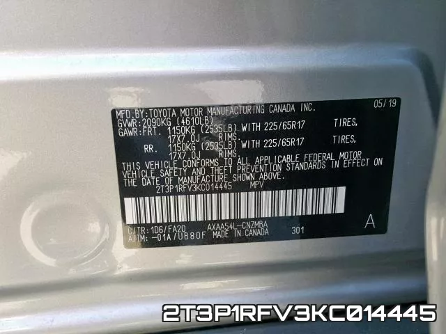 2T3P1RFV3KC014445 фото 2