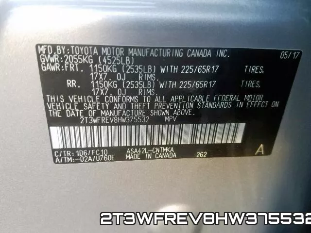 2T3WFREV8HW375532 фото 2
