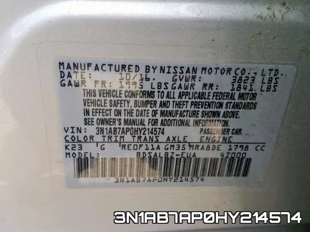3N1AB7AP0HY214574 фото 2