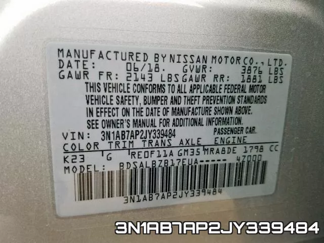 3N1AB7AP2JY339484 фото 2