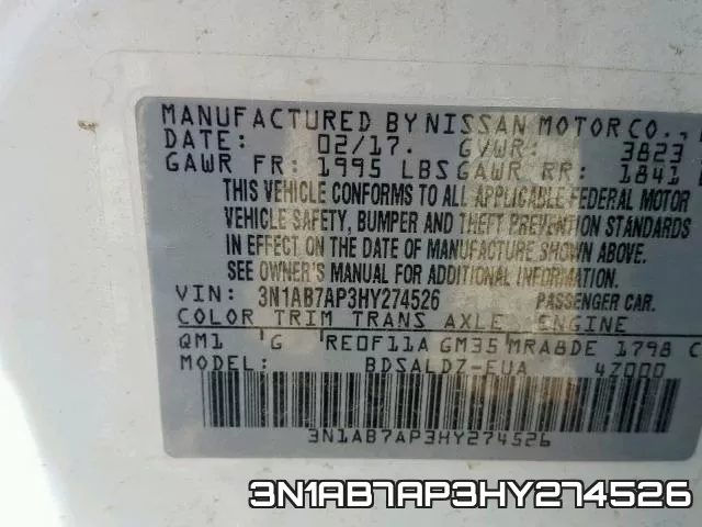 3N1AB7AP3HY274526 фото 2