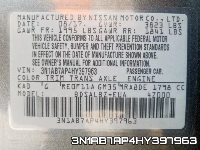 3N1AB7AP4HY397963 фото 2