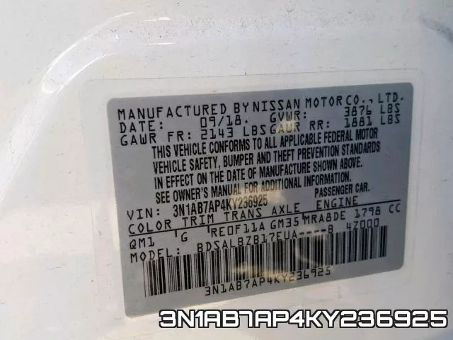 3N1AB7AP4KY236925 фото 2