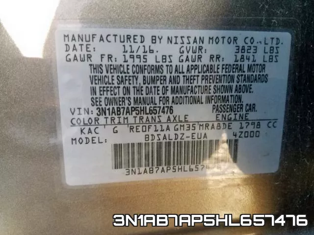 3N1AB7AP5HL657476 фото 2