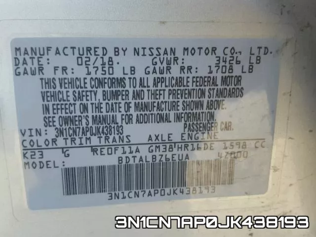 3N1CN7AP0JK438193 фото 2