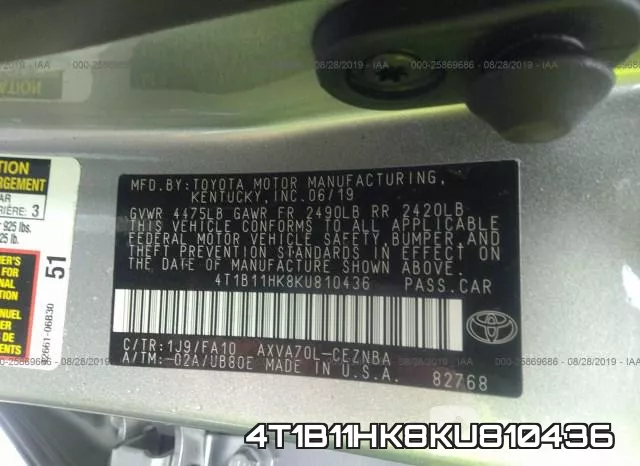 4T1B11HK8KU810436 фото 10