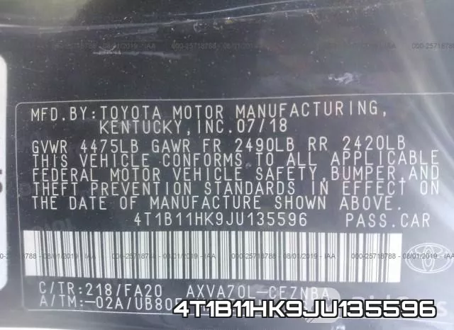 4T1B11HK9JU135596 фото 10